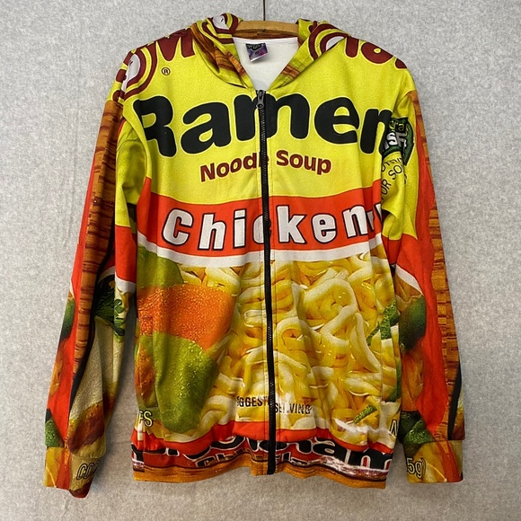 Rage On Small Ramen Chicken Noodles All Over Print Full Zip Hoodie Unisex - Picture 1 of 7